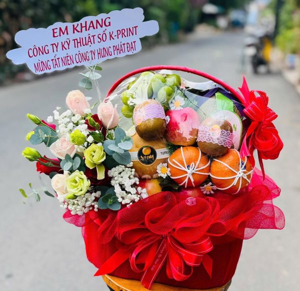 Giỏ hoa trái cây chúc mừng tất niên
