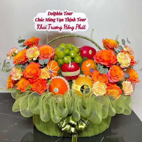 Giỏ hoa trái cây sang trọng