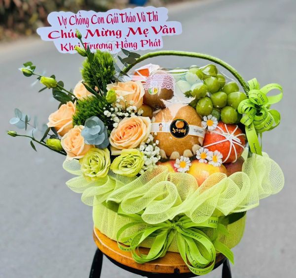 Giỏ hoa trái cây mừng khai trương