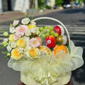 Giỏ Hoa Trái Cây Xanh – An Nhiên Tươi Mát