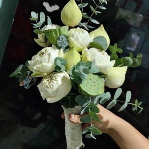 Bó Hoa Cưới Trắng Xanh – Bình Yên Bên Nhau
