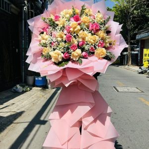 Kệ Hoa Khai Trương Tone Hồng – Vạn Sự Hanh Thông